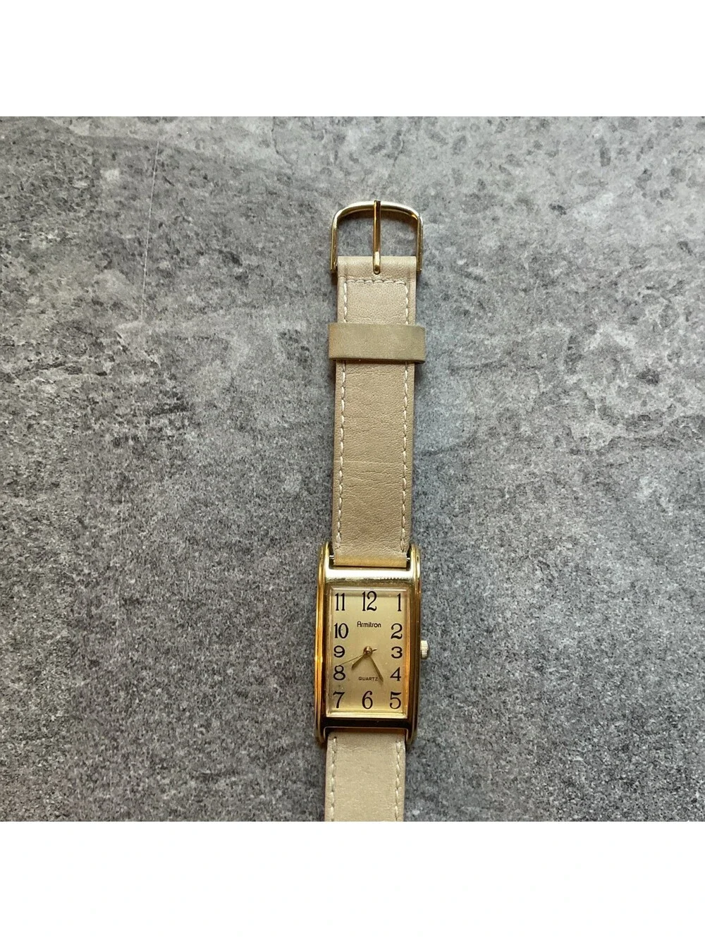 Rare Vintage Armitron 20/2102 23mm Curved Case Women's Watch Leather Band B-E